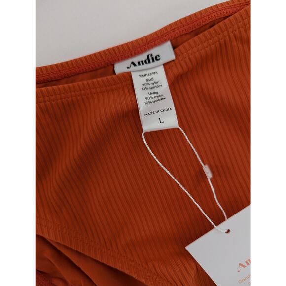 Andie Swim Bikini Bottom Ribbed Orange Sire NEW - Picture 4 of 6